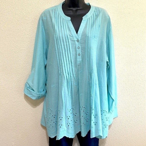 Anthropologie Tops - American Sweetheart Teal Lace Woman Blouse